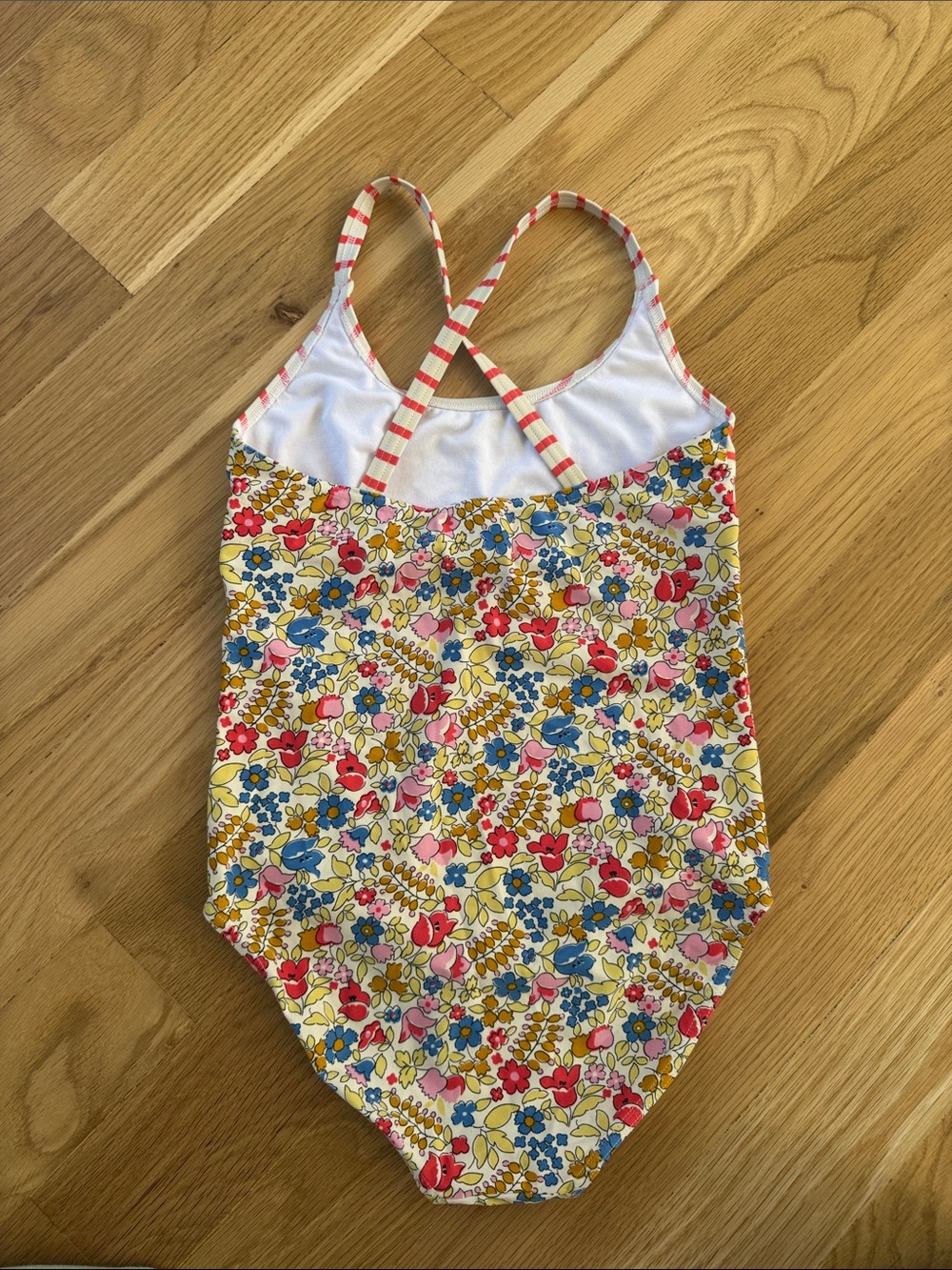 Mini Boden 🌸 Stripe and Floral One-Piece Swimsuit size 11-12 - Picture 2 of 3
